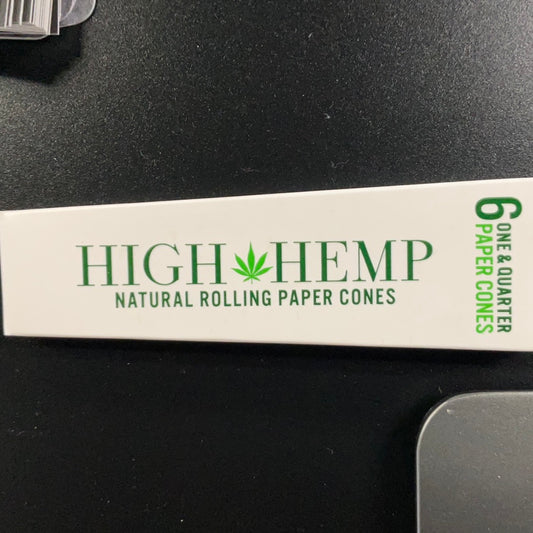 High hemp natural rolling paper cones 6pck 1 1/4