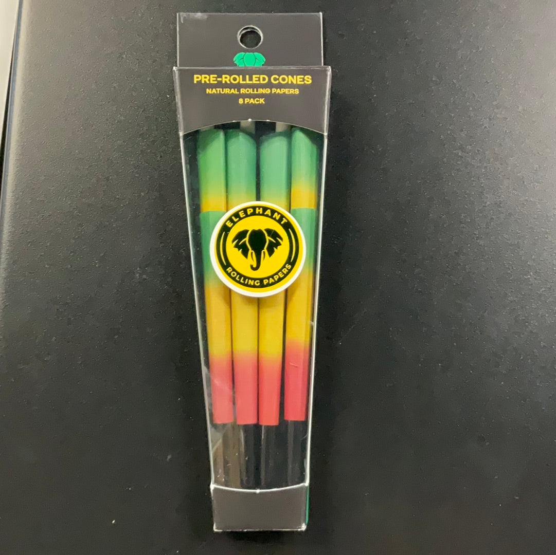 Elephant Rolling Papers- Rasta Black 8 Pack