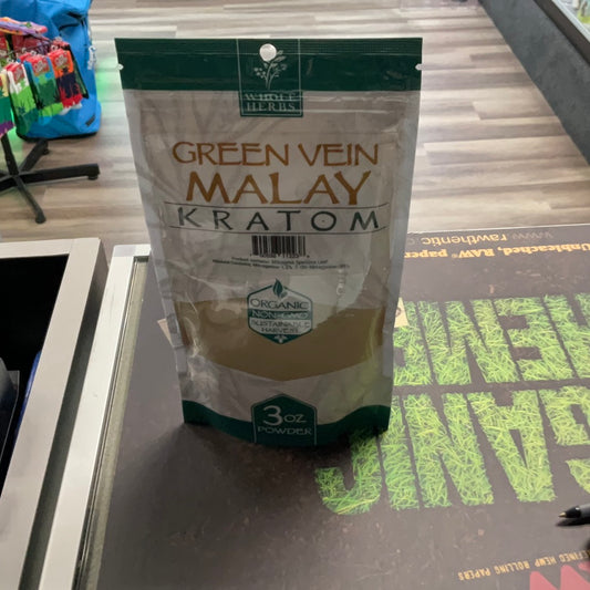 Whole herbs green vein Malay kratom 3oz powder